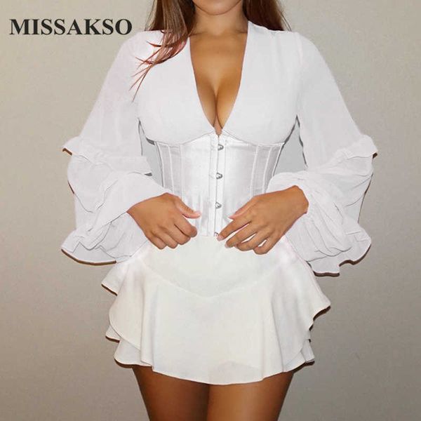 missakso women tunic shirt lace up vintage streetwear deep v neck bustier corset summer solid lantern sleeve blouse 210625, White
missakso women tunic shirt lace up vintage streetwear deep v neck bustier corset summer solid lantern sleeve blouse 210625, White