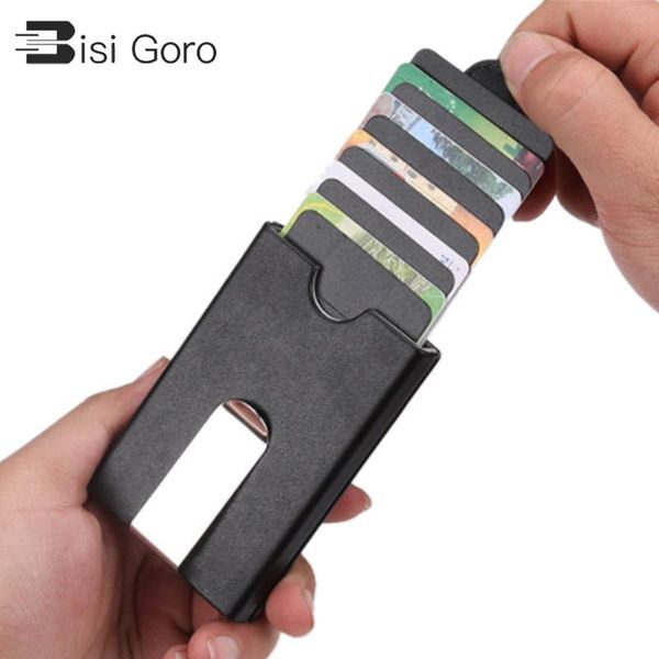 card holders bisi goro 2021 men business anti-theft id holder stacked drawing package sets metal mini slim wallet, Brown;gray
card holders bisi goro 2021 men business anti-theft id holder stacked drawing package sets metal mini slim wallet, Brown;gray