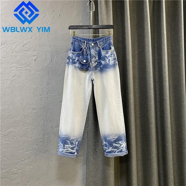 women's jeans spring autumn women high waist fashion tie dye denim wide leg pants female quality plus size loose trousers, Blue
women's jeans spring autumn women high waist fashion tie dye denim wide leg pants female quality plus size loose trousers, Blue