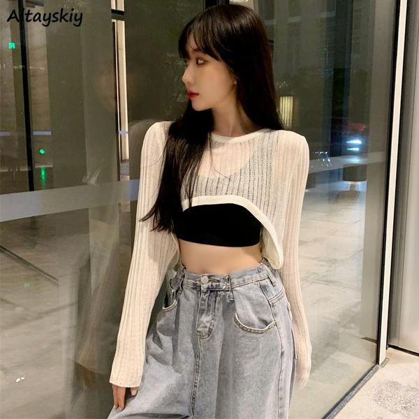 women's t-shirt cropped t-shirts o-neck long sleeve breathable all-match solid casual feminino minimalist korean style stylish loose g, White
women's t-shirt cropped t-shirts o-neck long sleeve breathable all-match solid casual feminino minimalist korean style stylish loose g, White