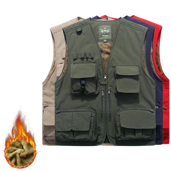 men's vests autumn winter cashmere vest multi-pocket waistcoat reporter outdoor warm cotton fishing jacket fleececoats windproof, Black;white
men's vests autumn winter cashmere vest multi-pocket waistcoat reporter outdoor warm cotton fishing jacket fleececoats windproof, Black;white