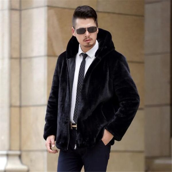 fur men's winter imitation mink wool sheep shearing leisure business slim training lapel and hat coat fqfc, Black
fur men's winter imitation mink wool sheep shearing leisure business slim training lapel and hat coat fqfc, Black