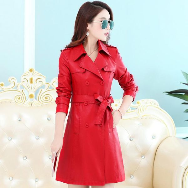 women's leather & faux spring jacket and autumn coat women long red jackets 2021 jaqueta feminina couro kj620, Black
women's leather & faux spring jacket and autumn coat women long red jackets 2021 jaqueta feminina couro kj620, Black