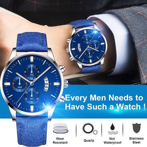 wristwatches luxury men's business quartz watch luminous casual leather strap calendar watches for women men sports wristclock, Slivery;brown
wristwatches luxury men's business quartz watch luminous casual leather strap calendar watches for women men sports wristclock, Slivery;brown