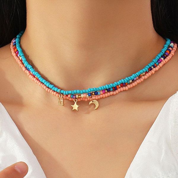 chains 3 pcs/set summer beach necklaces colorful acrylic beads star moon lock pendants necklace bohemian for women party jewelry gifts, Silver
chains 3 pcs/set summer beach necklaces colorful acrylic beads star moon lock pendants necklace bohemian for women party jewelry gifts, Silver