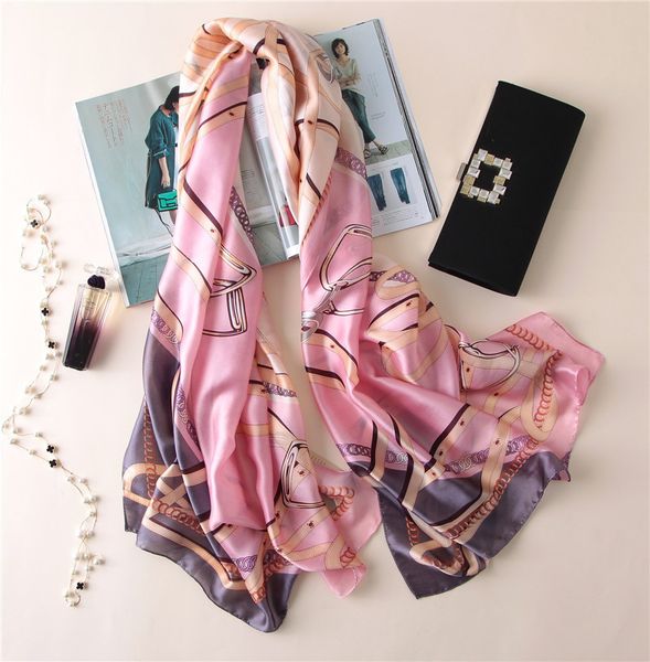 90*180cm women silk scarf luxury brand chain foulard femme echarpe long scarves shawls ladies travel shade beach stole bandana, Blue;gray
90*180cm women silk scarf luxury brand chain foulard femme echarpe long scarves shawls ladies travel shade beach stole bandana, Blue;gray