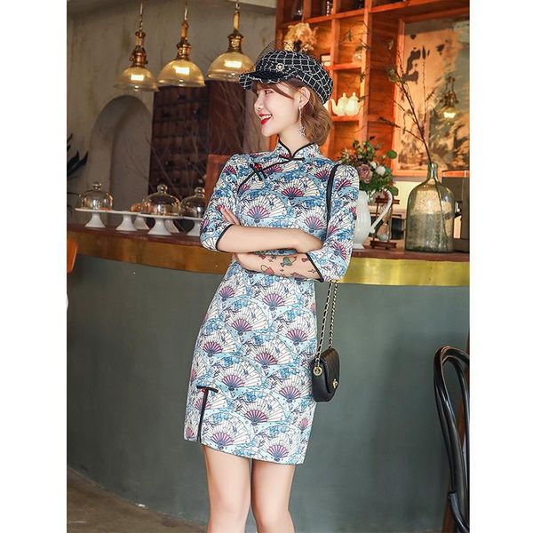 ethnic clothing vintage button exquisite suede fabric novelty qipao young lady slim mini cheongsam elegant mandarin collar chinese dres, Red
ethnic clothing vintage button exquisite suede fabric novelty qipao young lady slim mini cheongsam elegant mandarin collar chinese dres, Red