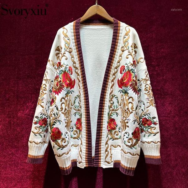 women's knits & tees svoryxiu designer autumn winter flower embroidery knitting cardigan long sleeve wool blend loose sweater jackets, White
women's knits & tees svoryxiu designer autumn winter flower embroidery knitting cardigan long sleeve wool blend loose sweater jackets, White