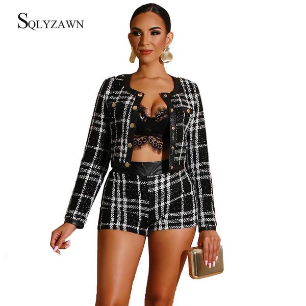 two piece dress women elegant plaid black white tweed jacket 2 set autumn vintage checkerboard side pu blazer coat + shorts suit ol outfit
two piece dress women elegant plaid black white tweed jacket 2 set autumn vintage checkerboard side pu blazer coat + shorts suit ol outfit
