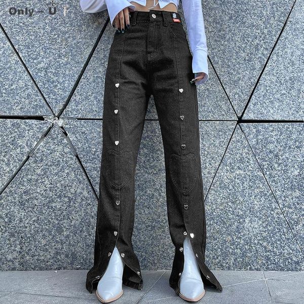 women's pants & capris 2021 spring fashion high waist straight tube wide leg split trend casual jeans, Black;white
women's pants & capris 2021 spring fashion high waist straight tube wide leg split trend casual jeans, Black;white