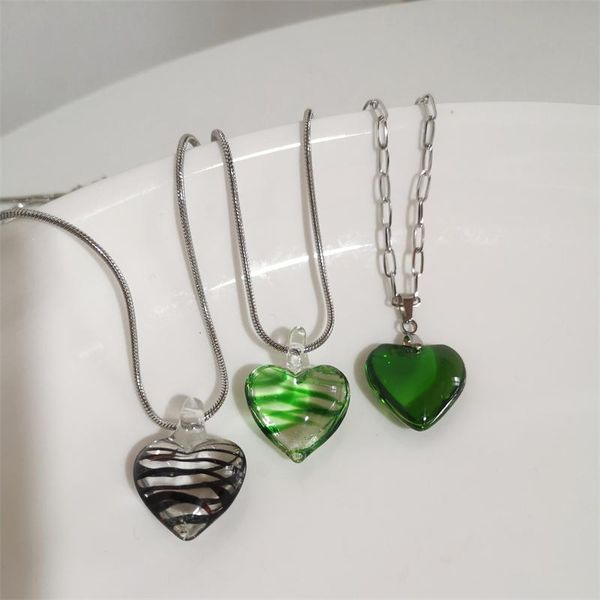 pendant necklaces korean vintage heart necklace girl gift crystal charm for women aesthetic jewelry silver color chain rainbow
pendant necklaces korean vintage heart necklace girl gift crystal charm for women aesthetic jewelry silver color chain rainbow