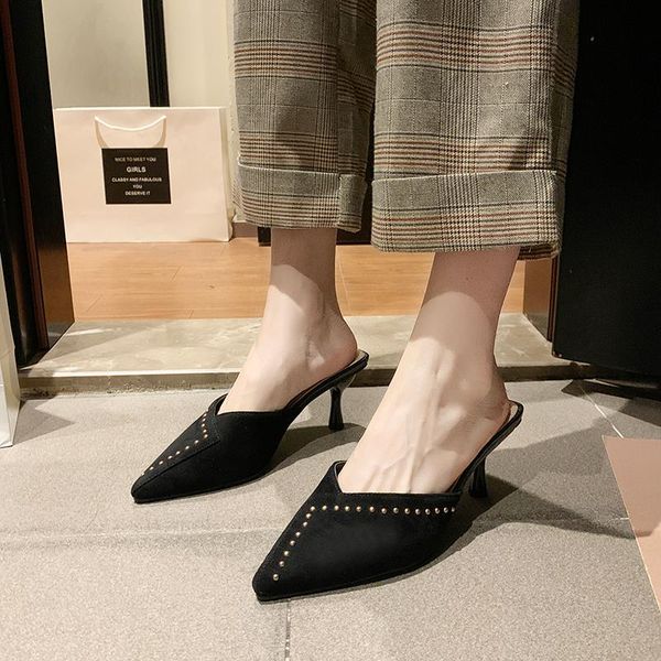 slippers sandals female summer wear fashion half-tipped pointed stiletto with a cat baotou high heels u24-57, Black
slippers sandals female summer wear fashion half-tipped pointed stiletto with a cat baotou high heels u24-57, Black