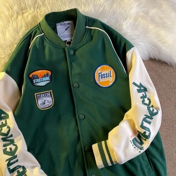 women's jackets spring and autumn 2021 couple ins jacket women man vintage oversized baseball uniform green coat fashion streetwear, Black;brown
women's jackets spring and autumn 2021 couple ins jacket women man vintage oversized baseball uniform green coat fashion streetwear, Black;brown