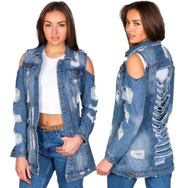 women's jackets europe and america -selling denim jacket fashion hole jeans large size loose long coat femme 22, Black;brown
women's jackets europe and america -selling denim jacket fashion hole jeans large size loose long coat femme 22, Black;brown