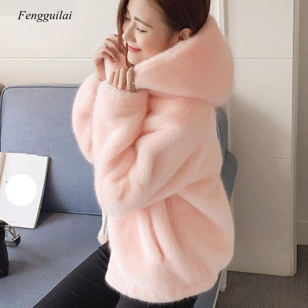 women's fur & faux coat winter grass mink ladies artificial hooded plus size jacket, Black
women's fur & faux coat winter grass mink ladies artificial hooded plus size jacket, Black