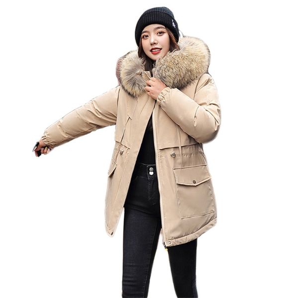 women coat khaki 8 colors winter korean long plus size thick anti cold warmth down cotton jacket fur hooded parka lr958 210531, Black
women coat khaki 8 colors winter korean long plus size thick anti cold warmth down cotton jacket fur hooded parka lr958 210531, Black