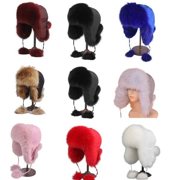 berets bomber fur hat with ear flaps women's winter hats for outdoor snow skiing russian warm protect, Blue;gray
berets bomber fur hat with ear flaps women's winter hats for outdoor snow skiing russian warm protect, Blue;gray