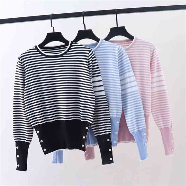 new classic black and white striped sweater in autumn winter women's tb college style round neck long sleeve thin bottomed, White;black
new classic black and white striped sweater in autumn winter women's tb college style round neck long sleeve thin bottomed, White;black