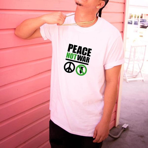 men's t-shirts zodf 2021 summer 100% cotton t shirts for men peace not war pattern harajuku male basic short-sleeved breathable tees, White;black
men's t-shirts zodf 2021 summer 100% cotton t shirts for men peace not war pattern harajuku male basic short-sleeved breathable tees, White;black