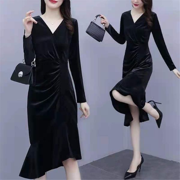casual dresses winter long sleeve v-neck velvet dress women spring mermaid autumn party female night mujer, Black;gray
casual dresses winter long sleeve v-neck velvet dress women spring mermaid autumn party female night mujer, Black;gray
