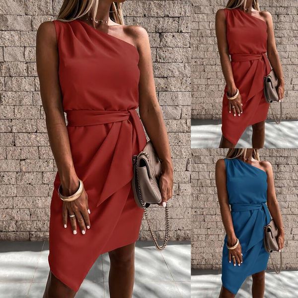 casual dresses solid office 2021 women one shoulder sleeveless bandage tank irregular shirt dress vestidos de verano mujer, Black;gray
casual dresses solid office 2021 women one shoulder sleeveless bandage tank irregular shirt dress vestidos de verano mujer, Black;gray