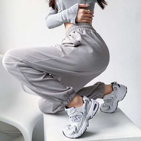 women's pants & capris elastic waist trousers harem women high drawstring joogers sweatpants plus size waffle long bloomers for, Black;white
women's pants & capris elastic waist trousers harem women high drawstring joogers sweatpants plus size waffle long bloomers for, Black;white