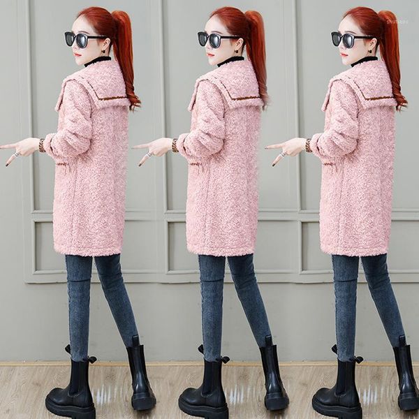 women's wool & blends granulated cashmere fur integrated tweed coat 2021 fashion medium length lamb, Black
women's wool & blends granulated cashmere fur integrated tweed coat 2021 fashion medium length lamb, Black
