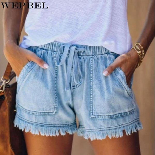 women's jeans wepbel summer fashion pocket tassel denim shorts casual drawstring solid color elastic waist, Blue
women's jeans wepbel summer fashion pocket tassel denim shorts casual drawstring solid color elastic waist, Blue