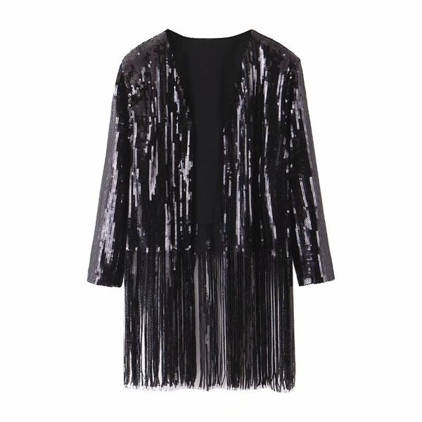 women's jackets jacket spring style fashion solid color sequin embroidery hem tassel cardigan kimono casual women, Black;brown
women's jackets jacket spring style fashion solid color sequin embroidery hem tassel cardigan kimono casual women, Black;brown