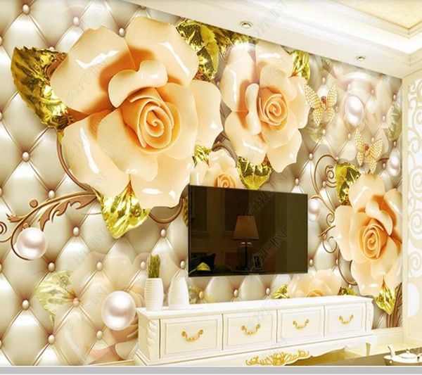 wallpapers papel de parede luxury flower jewelry 3d stereo wallpaper mural,living room tv wall bedroom papers home decor bar ktv mural