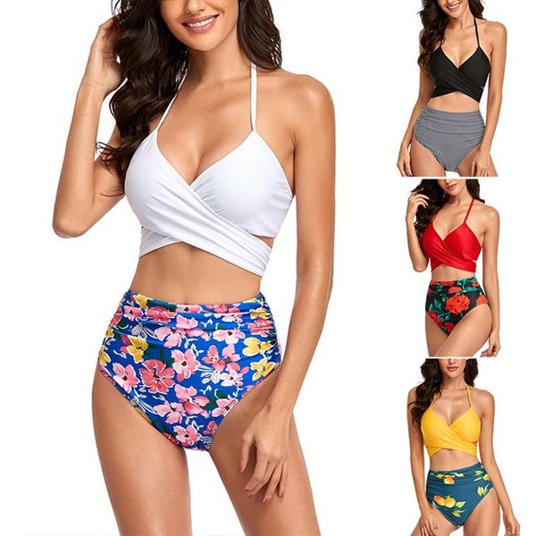 women's swimwear kf-women's floral bikini 2-piece cross bandage vest sub-system belt high waist swimsuit, White;black
women's swimwear kf-women's floral bikini 2-piece cross bandage vest sub-system belt high waist swimsuit, White;black