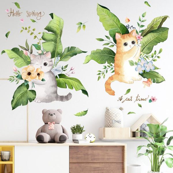 wall stickers tropical plants green leaves with cute cat nordic palm 3d sticker living room kids decoration
wall stickers tropical plants green leaves with cute cat nordic palm 3d sticker living room kids decoration