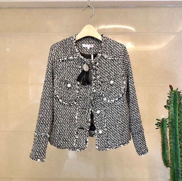 women's wool & blends sweet wind socialite tweed jacket nail bead drill 2021 during the spring and autumn female buckle cloth tassel co, Black
women's wool & blends sweet wind socialite tweed jacket nail bead drill 2021 during the spring and autumn female buckle cloth tassel co, Black