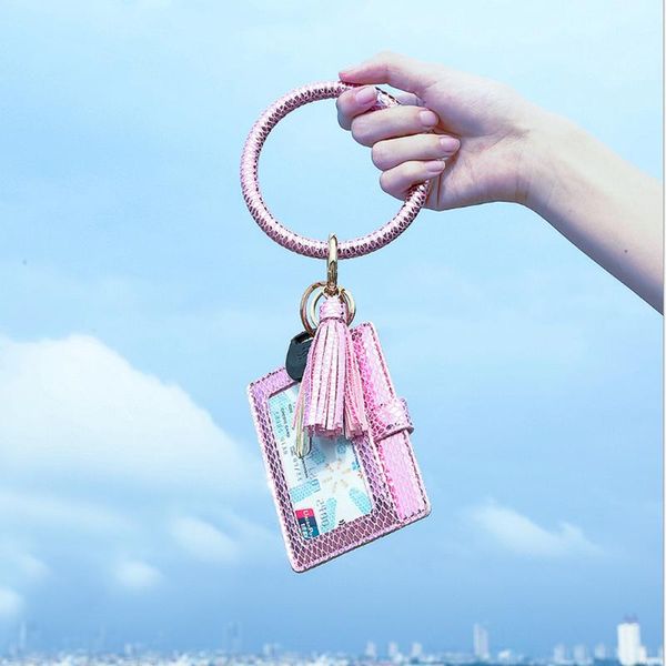 keychains 2021 sell keychain card bag for women men pink gold color snake wallet pu leather tassel kabaw fashion bracelet, Silver
keychains 2021 sell keychain card bag for women men pink gold color snake wallet pu leather tassel kabaw fashion bracelet, Silver