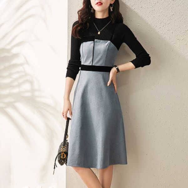2021 new fashion autumn winter temperament high knitted collar suede bottom shirt suspend skirt two switching suit parts pp0s, White
2021 new fashion autumn winter temperament high knitted collar suede bottom shirt suspend skirt two switching suit parts pp0s, White