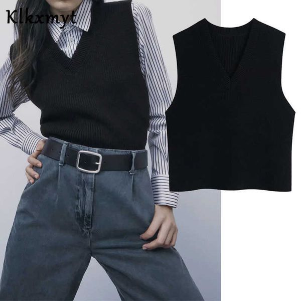 klkxmyt za women fashion with ribbed trim cable-knit vest sweater vintage v neck sleeveless female waistcoat chic 210527, Black;white
klkxmyt za women fashion with ribbed trim cable-knit vest sweater vintage v neck sleeveless female waistcoat chic 210527, Black;white