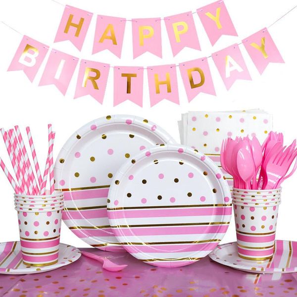 disposable dinnerware pink blue bronzing stripes birthday party tableware layout paper cups and trays straw pull flag decoration baby shower
disposable dinnerware pink blue bronzing stripes birthday party tableware layout paper cups and trays straw pull flag decoration baby shower