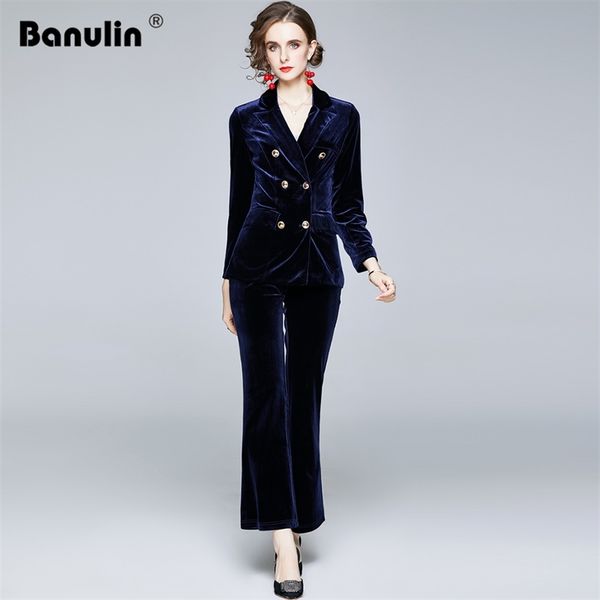 office ladies two piece pants set women fall clothing runway double breasted velvet blazer and wide leg trousers suit 210603, White
office ladies two piece pants set women fall clothing runway double breasted velvet blazer and wide leg trousers suit 210603, White