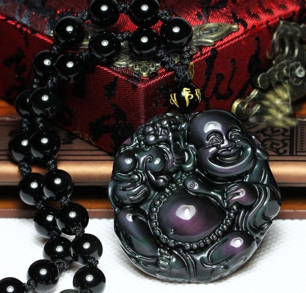 natural rainbow eye obsidian maitreya laughing buddha necklace mythical wild animal pendant luck amulet necklace, Black
natural rainbow eye obsidian maitreya laughing buddha necklace mythical wild animal pendant luck amulet necklace, Black
