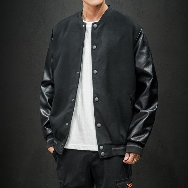 men's jackets fashion autumn buttons cotton sportswear patchwork jacket leather sleeve coat men overcoat lcj4, Black;brown
men's jackets fashion autumn buttons cotton sportswear patchwork jacket leather sleeve coat men overcoat lcj4, Black;brown