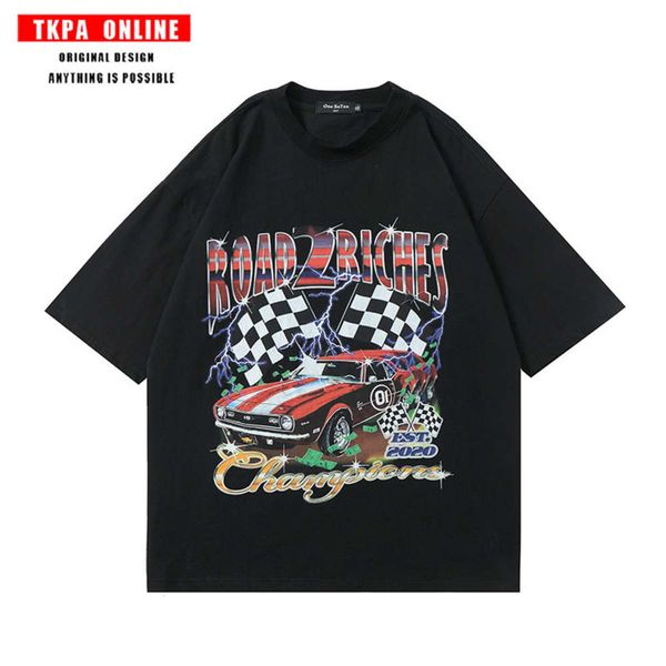 tkpa american street trend men's t-shirt oversize high street hip hop loose half sleeve for men and women, White;black
tkpa american street trend men's t-shirt oversize high street hip hop loose half sleeve for men and women, White;black