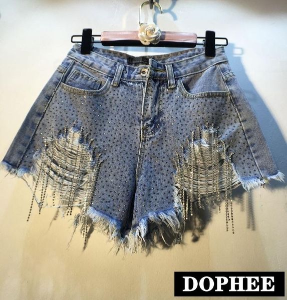 women's jeans blue denim shorts women summer heavy rhinestones diamond tassel high waist ripped female pants
women's jeans blue denim shorts women summer heavy rhinestones diamond tassel high waist ripped female pants