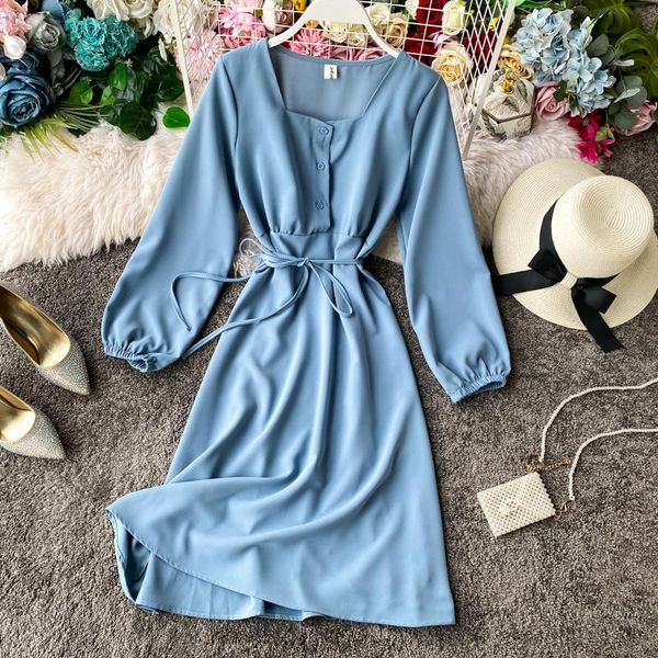 casual dresses teeuiear 2021 vintage square collar slim spring autumn midi dress office vestido de fiesta party women tie knee length, Black;gray
casual dresses teeuiear 2021 vintage square collar slim spring autumn midi dress office vestido de fiesta party women tie knee length, Black;gray