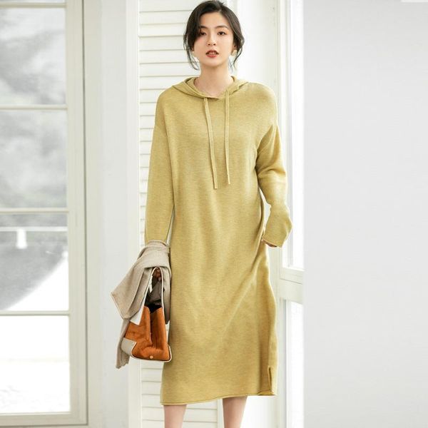 casual dresses autumn and spring korean style knitted dress mid-length round neck loose lazy hooded f9989, Black;gray
casual dresses autumn and spring korean style knitted dress mid-length round neck loose lazy hooded f9989, Black;gray