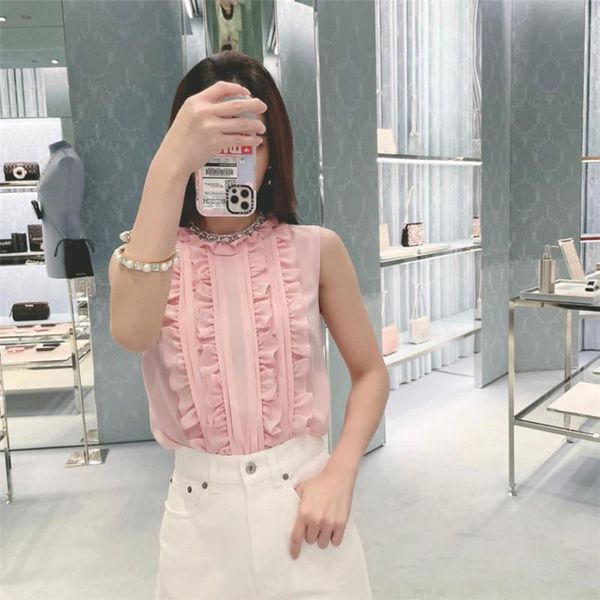 women's blouses & shirts pink blouse women fashion designer 2021 diamonds beaded ruffles neck sleeveless ladies elegant blusas de muje, White
women's blouses & shirts pink blouse women fashion designer 2021 diamonds beaded ruffles neck sleeveless ladies elegant blusas de muje, White