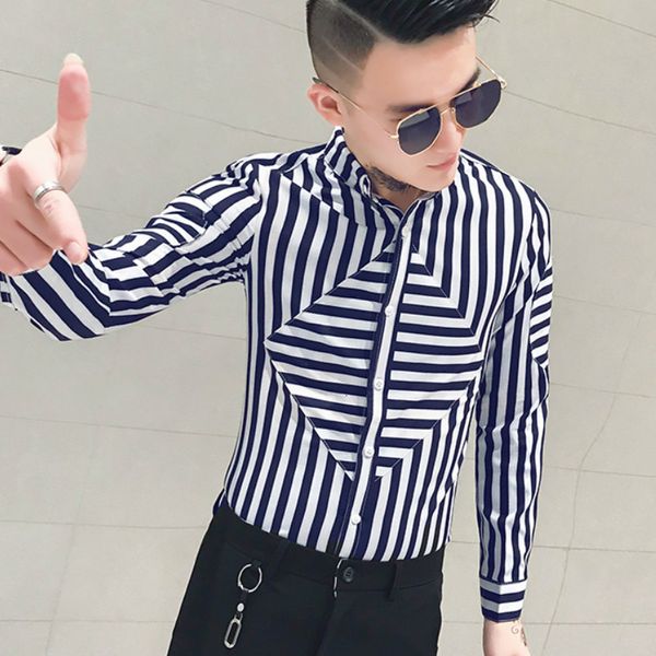 new casual fine-tuning long-sleeve shirt of striped men shirts dressed male social dress streetwear night club party clothes dgll, White;black
new casual fine-tuning long-sleeve shirt of striped men shirts dressed male social dress streetwear night club party clothes dgll, White;black