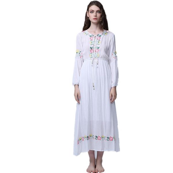 casual dresses jsxdhk summer white cotton embroidery boho long dress 2021 runway women floral sleeve holiday slim o neck beach maxi, Black;gray
casual dresses jsxdhk summer white cotton embroidery boho long dress 2021 runway women floral sleeve holiday slim o neck beach maxi, Black;gray