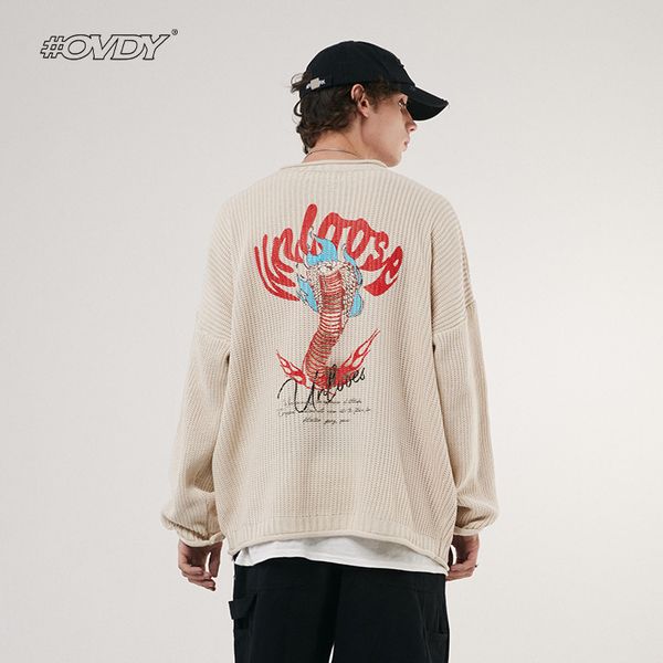 wxwovdy men's 2021 autumn winter new sweater street simple flame snake print loose pullover sweater, White;black
wxwovdy men's 2021 autumn winter new sweater street simple flame snake print loose pullover sweater, White;black