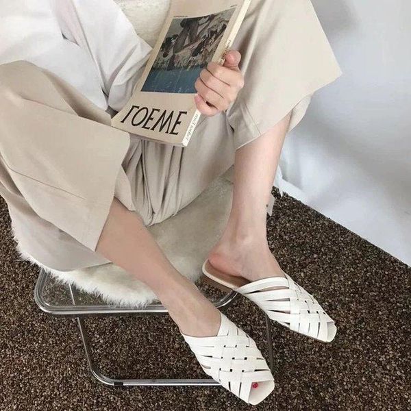 net red fairy women's shoes summer mesh woven flat fish mouth leaking toe beach half slippers, Black
net red fairy women's shoes summer mesh woven flat fish mouth leaking toe beach half slippers, Black