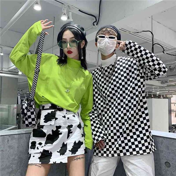 harajuku bf large size loose casual fashion hip hop personality cotton shirt female turtleneck plaid long-sleeved tee, White
harajuku bf large size loose casual fashion hip hop personality cotton shirt female turtleneck plaid long-sleeved tee, White